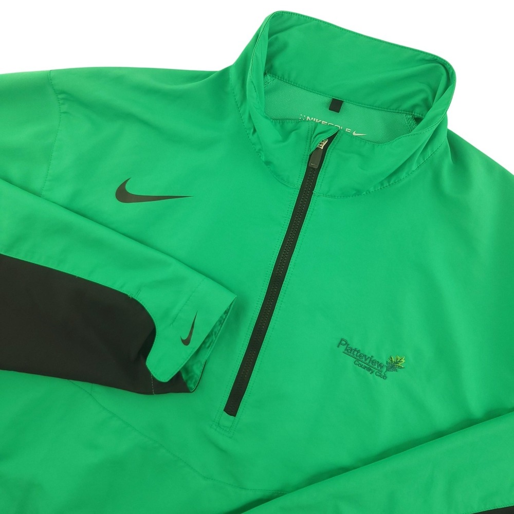 Nike Golf Windbreaker Pullover Mens XL Green 1/4 Zip Platteview Country‎ Club